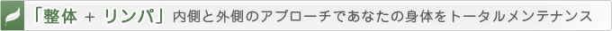 「整体+リンパ」内側と外側のアプローチであなたの身体をトータルメンテナンス